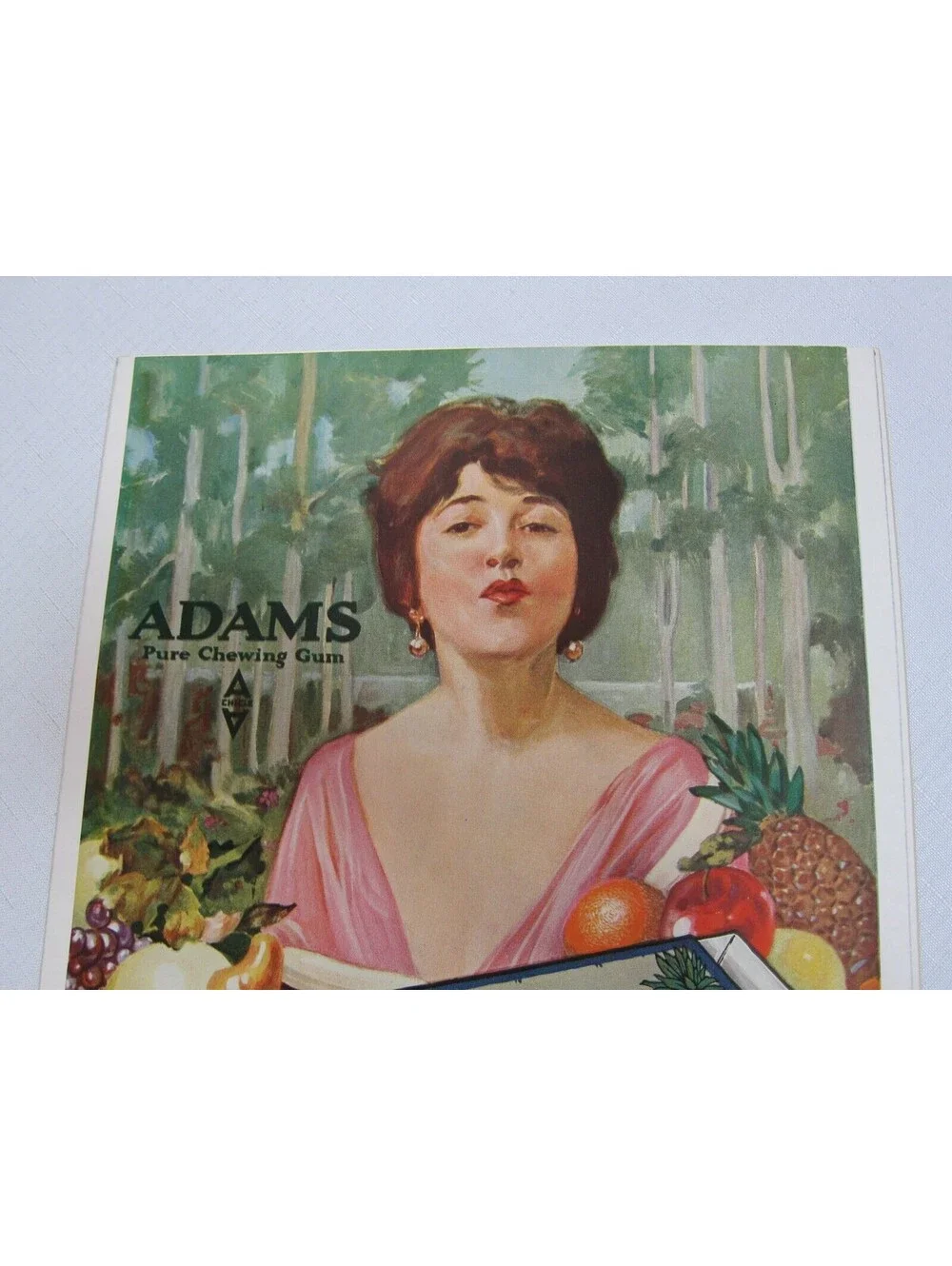 Antique 1919 Adams California Fruit Gum Ad Movie Star Virginia Pearson 14 x 9.5